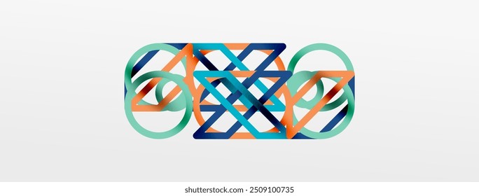 Fundo abstrato - formas geométricas coloridas de composição feitas de linhas. Modelo digital de tecnologia ou de negócios