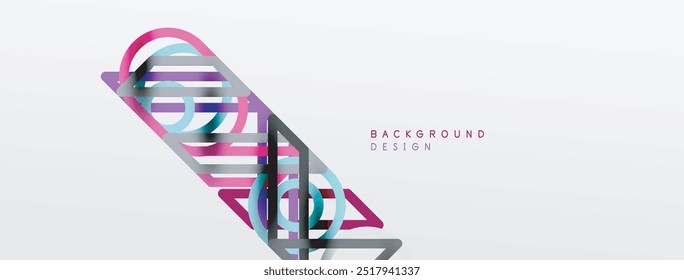 Fundo abstrato - formas geométricas coloridas de composição feitas de linhas. Modelo digital de tecnologia ou de negócios