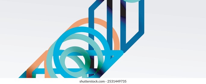 Fundo abstrato - formas geométricas coloridas de composição feitas de linhas. Modelo digital de tecnologia ou de negócios