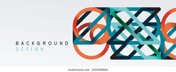 Fundo abstrato - formas geométricas coloridas de composição feitas de linhas. Modelo digital de tecnologia ou de negócios