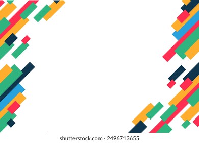 Abstract background with colorful geometric square shapes in the corners. Modern geometric background for olympic, sport, business or corporate	