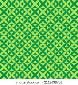 Abstract background. Colorful geometrical pattern. Modern design. Diagonal line. Square pattern. Green flower shape background. Green checker wallpaper. Crossing hatch. Happy St.Patrick's Day.