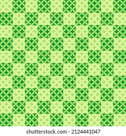 Abstract background. Colorful geometrical pattern. Modern design. Diagonal line. Square pattern. Green and light green flower shape background. Green and white wallpaper. Crossing hatch.