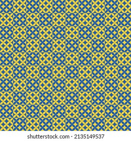 Abstract background. Colorful geometrical pattern. Modern design. Square pattern. Yellow and blue flower shape background. Crossing hatch.