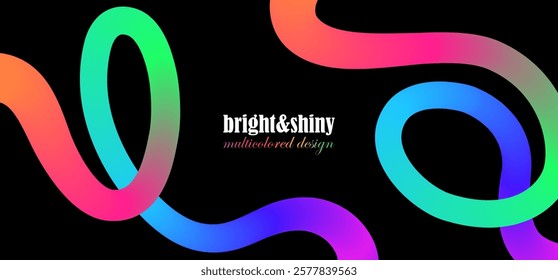 Abstract Background with Colorful Gradient curves. Cool and fun design elements.