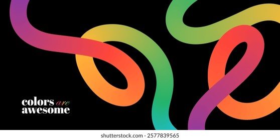 Abstract Background with Colorful Gradient curves. Cool and fun design elements.