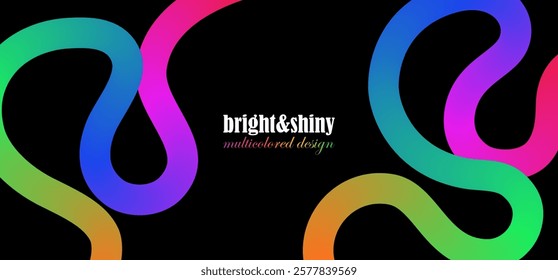 Abstract Background with Colorful Gradient curves. Cool and fun design elements.