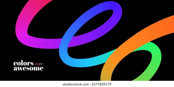 Abstract Background with Colorful Gradient curves. Cool and fun design elements.