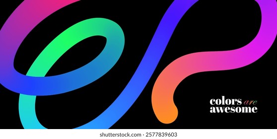 Abstract Background with Colorful Gradient curves. Cool and fun design elements.