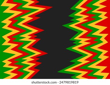 Abstract background with colorful gradient zigzag line pattern and with Rastafari color theme