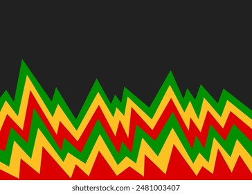 Abstract background with colorful gradient zigzag line pattern and with Rastafari color theme