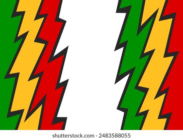 Abstract background with colorful gradient zigzag line pattern and with Rastafari color theme