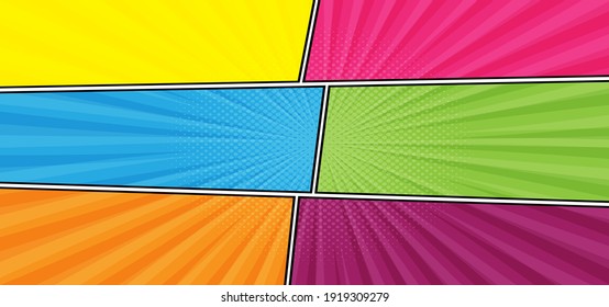 Fondo abstracto con colorido y medio tono. Antecedentes con estilo cómico y amarillo, rosa, azul, verde, naranja, morado