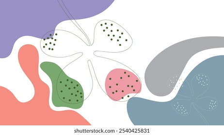 ABSTRACT BACKGROUND COLORFUL WITH HAND DRAWN SHAPES WITH FLOWER FLAT DESIGN VECTOR TEMPLATE FOR WALLPAPER, COVER DESIGN, HOMEPAGE DESIGN