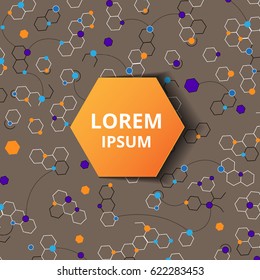 Abstract background with a lot of colorful hexagons. Vector illustration in modern flat style for poster, hi-tech technology, medicine, web banners.