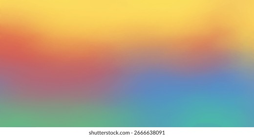 Abstract background. A colorful, horizontal abstract background with soft gradients, blending yellow, orange, pink, purple, blue, and green. The colors fade smoothly from one to another.