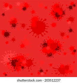 Abstract background with colorful ink splashes. Seamless pattern of blood spatter. Vector illustration 