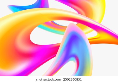 Abstract background of colorful iridescent lines. Bright dynamic wallpaper.