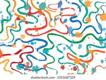 Abstract background of colorful irregular lines and brush strokes. vector illustration, creative concept.