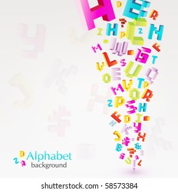 Fondo abstracto con letras coloridas