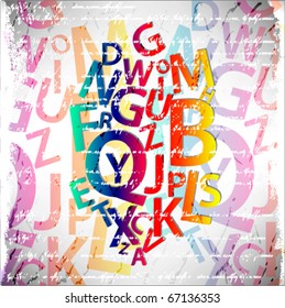 Abstract background with colorful letters