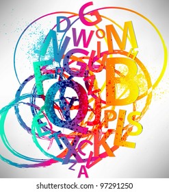 Abstract background with colorful letters