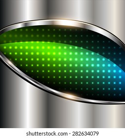 Abstract background colorful lights on silver metallic, vector illustration.
