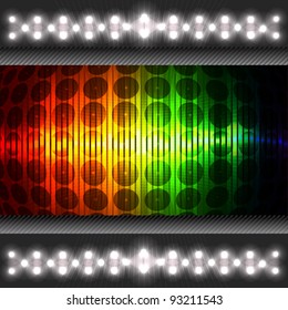 Abstract background colorful lights on black, vector.