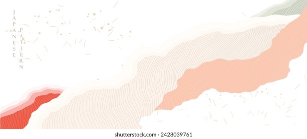 Abstract background with colorful line pattern texture vector. Art acrylic element with Japanese wave pattern in vintage style
