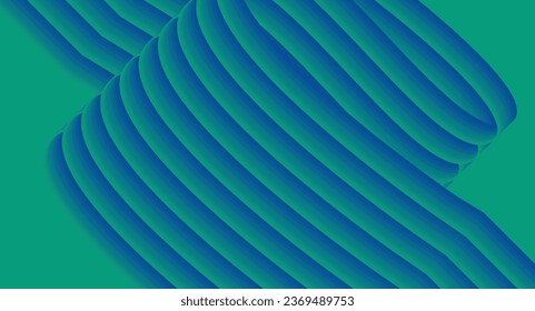 Abstract background with colorful line patterns like lights with curved snake-shaped models arranged, with a cool combination of green and dark blue. Abstract EPS Vector