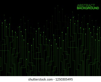 Abstract background of colorful lines and dots. Technology geometric graphic. Vector