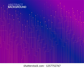 Abstract background of colorful lines and dots. Technology geometric graphic. Vector