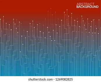 Abstract background of colorful lines and dots. Technology geometric graphic. Vector
