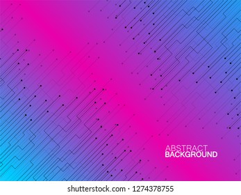 Abstract background of colorful lines and dots. Technology geometric graphic. Vector