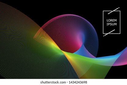 Abstract background with colorful lines of dynamic waves in vector images