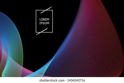Abstract background with colorful lines of dynamic waves in vector images