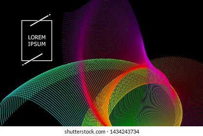 Abstract background with colorful lines of dynamic waves in vector images