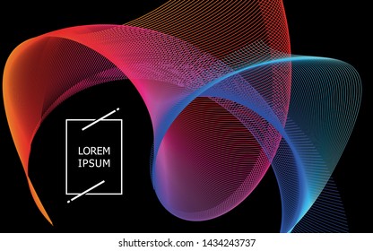 Abstract background with colorful lines of dynamic waves in vector images