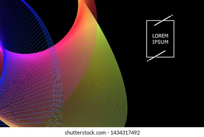 Abstract background with colorful lines of dynamic waves in vector images