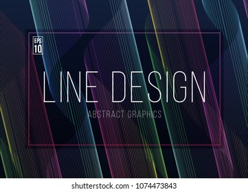 abstract background of colorful lines on dark blue background with typography