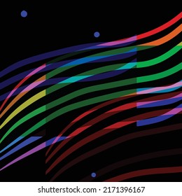 Fondo abstracto con líneas coloridas sobre un fondo negro con un cuadrado dentro