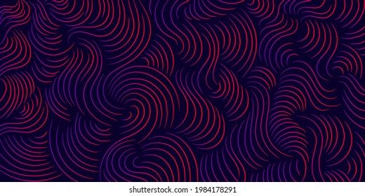 Abstract background with colorful lines. Wavy background 3D. Backdrop with flow lines. Vector illustration in hand drawn style. Festive banner. Elegant decoration. Design poster, flyer, wallpaper.