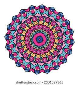 Abstract Background With A Colorful Mandala Pattern . Unusual Flower Shape. Oriental ., Anti-Stress Therapy Patterns. Weave Design Elements