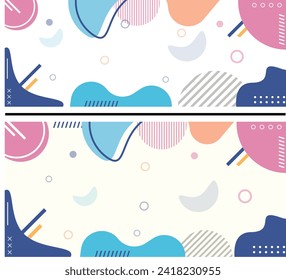 Abstrakter Hintergrund bunt Memphis flache geometrische Formen Design für Poster, Präsentation, Karte, Abdeckung, Banner, Wavy-Flachdesign