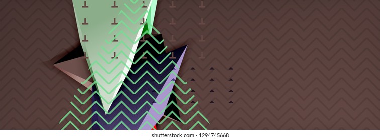 Abstract background, colorful minimal abstract triangle composition. Vector illustration, modern 3d triangular poster