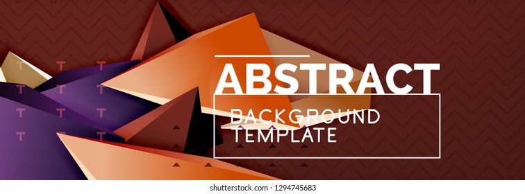 Abstract background, colorful minimal abstract triangle composition. Vector illustration, modern 3d triangular poster
