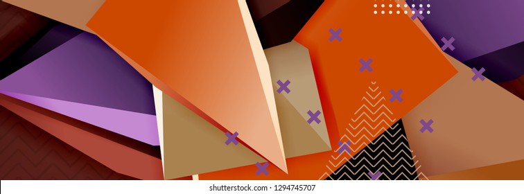 Abstract background, colorful minimal abstract triangle composition. Vector illustration, modern 3d triangular poster