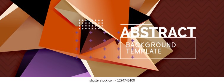 Abstract background, colorful minimal abstract triangle composition. Vector illustration, modern 3d triangular poster