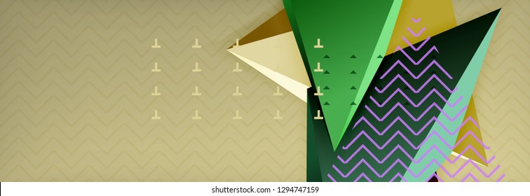 Abstract background, colorful minimal abstract triangle composition. Vector illustration, modern 3d triangular poster