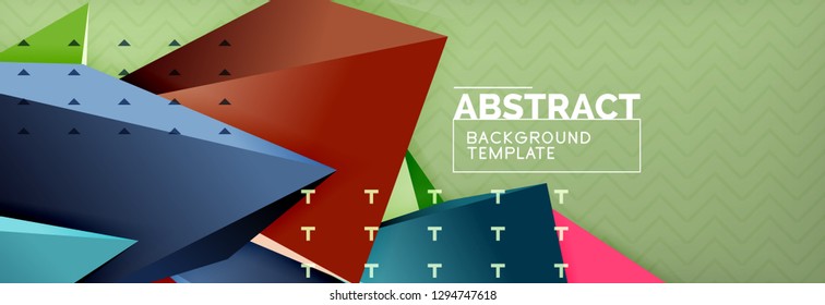 Abstract background, colorful minimal abstract triangle composition. Vector illustration, modern 3d triangular poster